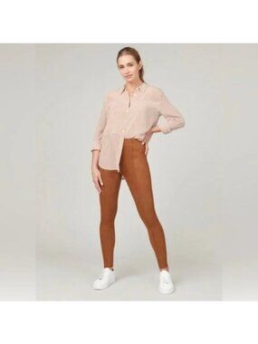 SPANX Rich Caramel Brown Faux Suede Pull On Leggings Size Small